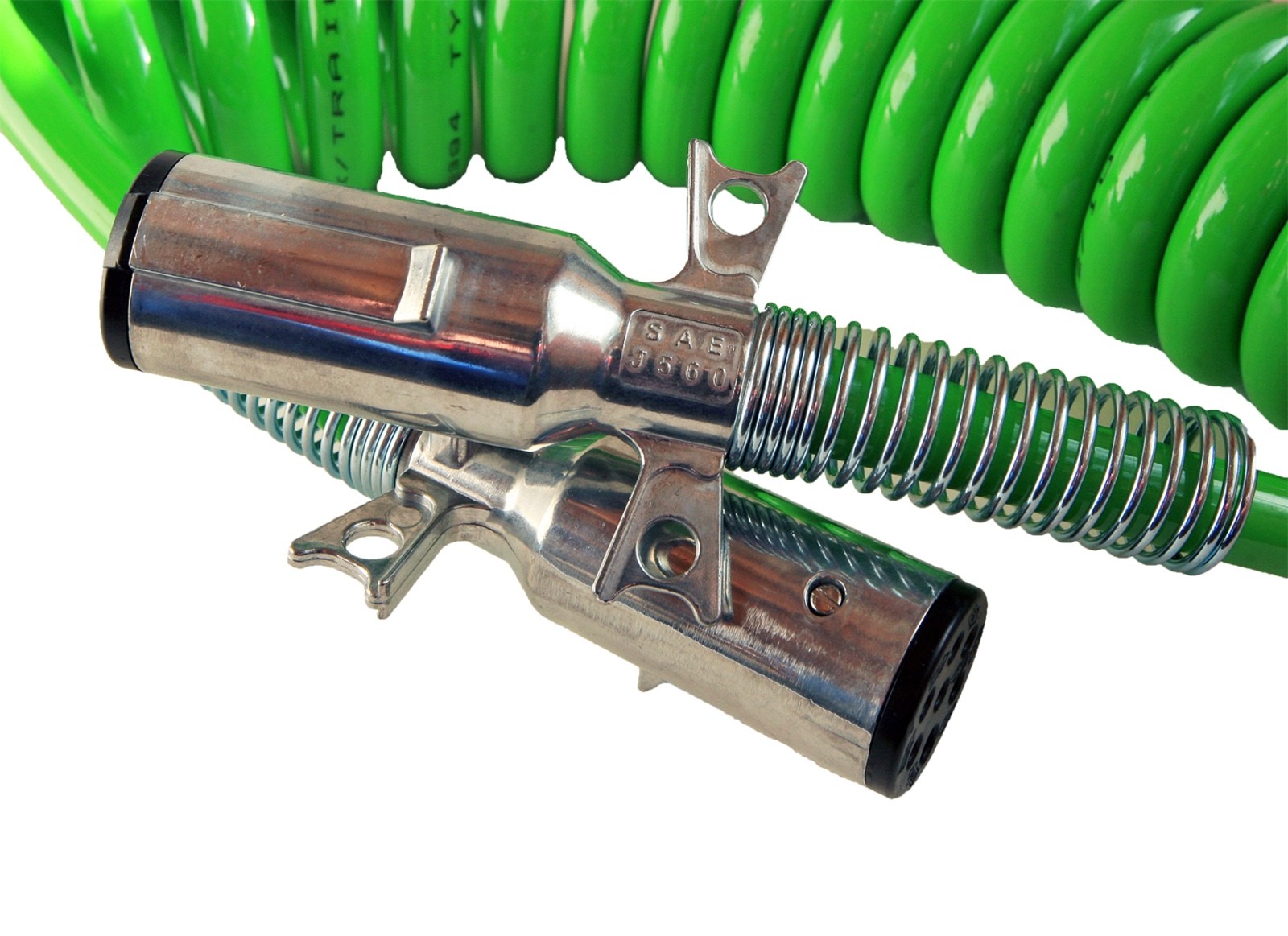 Road Superior Truck Parts 15 ft Coiled ABS 7-Way Electric Cable w/ 2 x 12" Leads