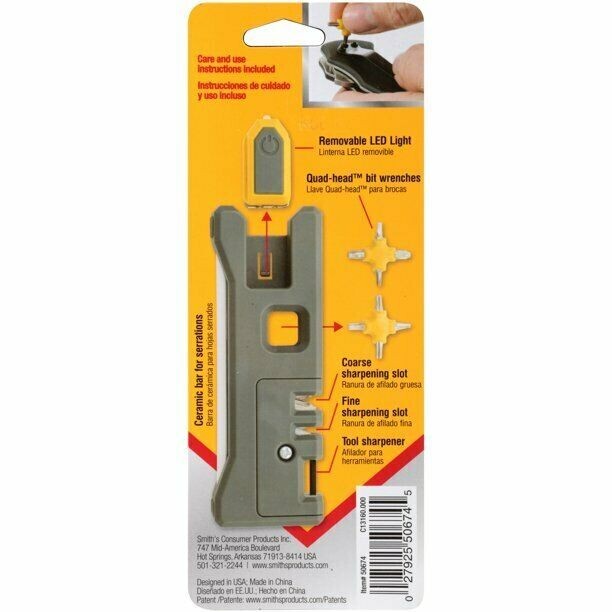 Smith's Sharpener & Knife Tool Quad-head bit Wrenches / Coarse & Fine Slot / LED
