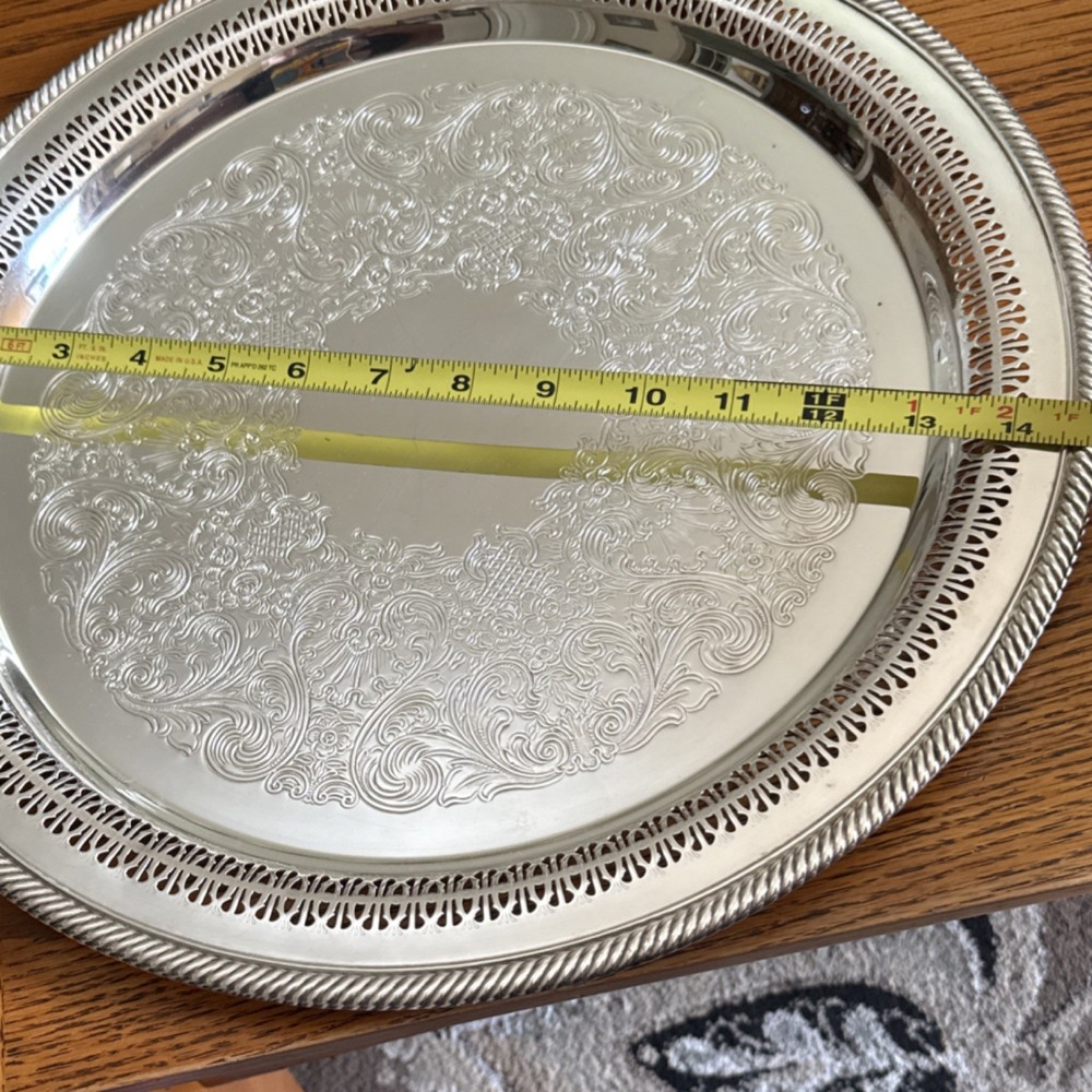 WM Rogers Silver Plate Ornate Tray