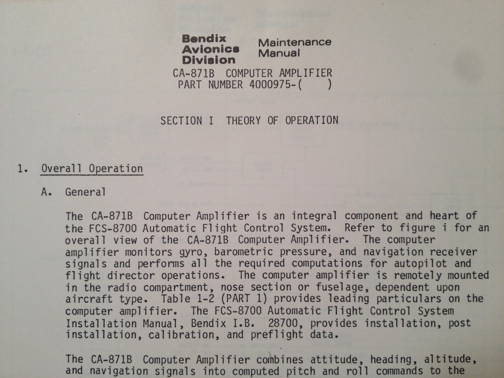 Bendix CA-871B Computer Maintenance Manual