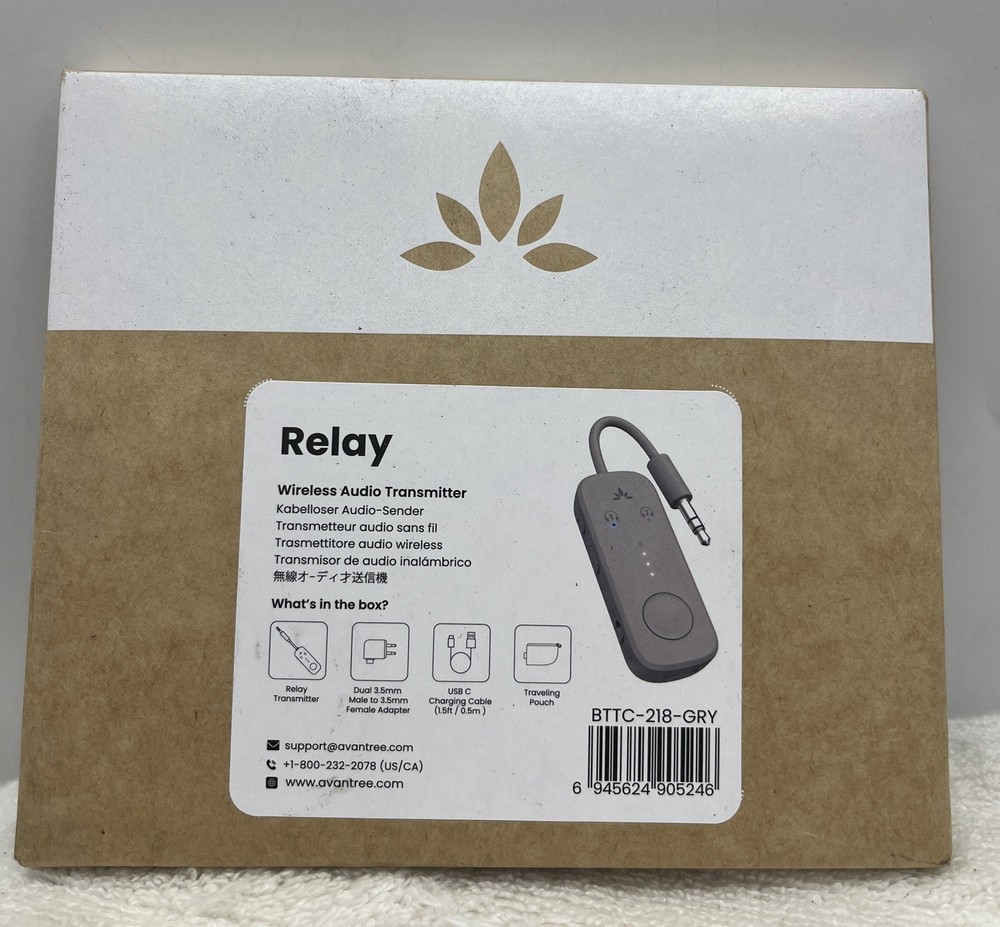 Relay - Wireless Bluetooth Audio Transmitter for Planes & Travel (aptX Adaptive)