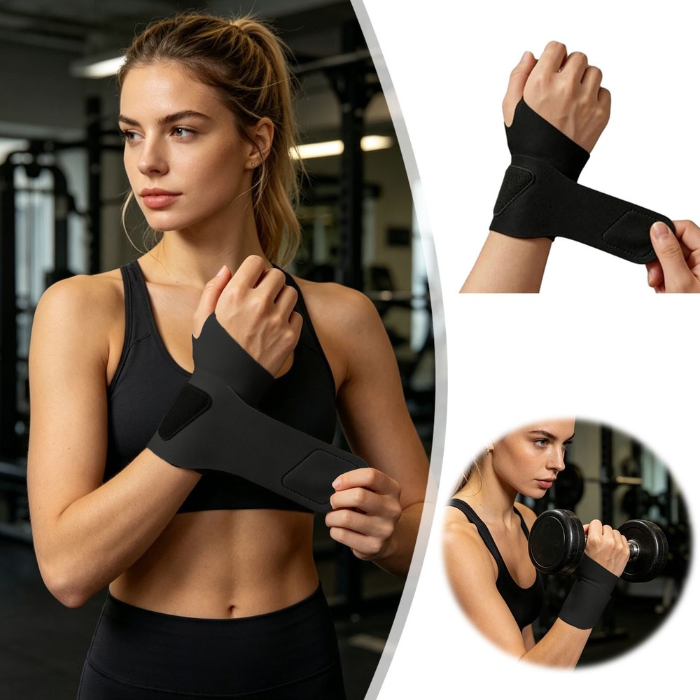 Serevi Adjustable Wrist Wraps Elastic Compression Support Thumb Loop Flexible