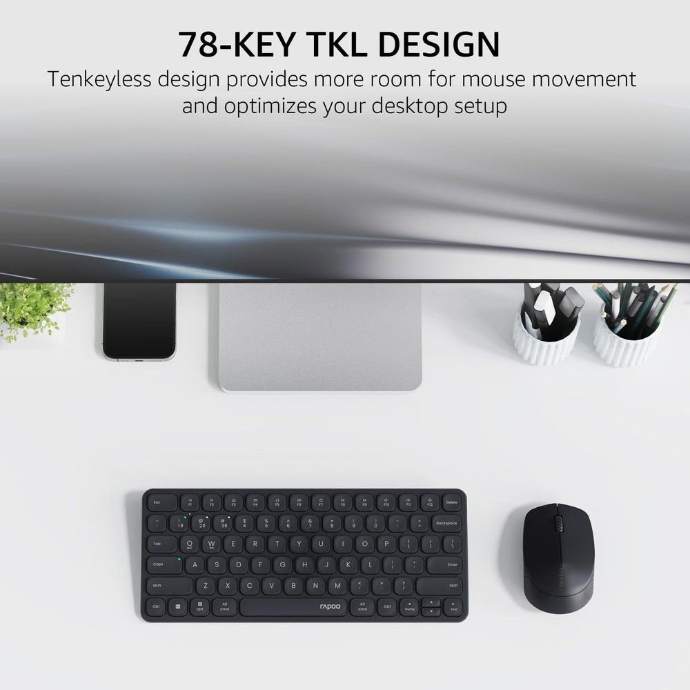 9010M Multi-Device Keyboard, Mouse Combo, 2.4GHz, Bluetooth, 4 Devices, Silent
