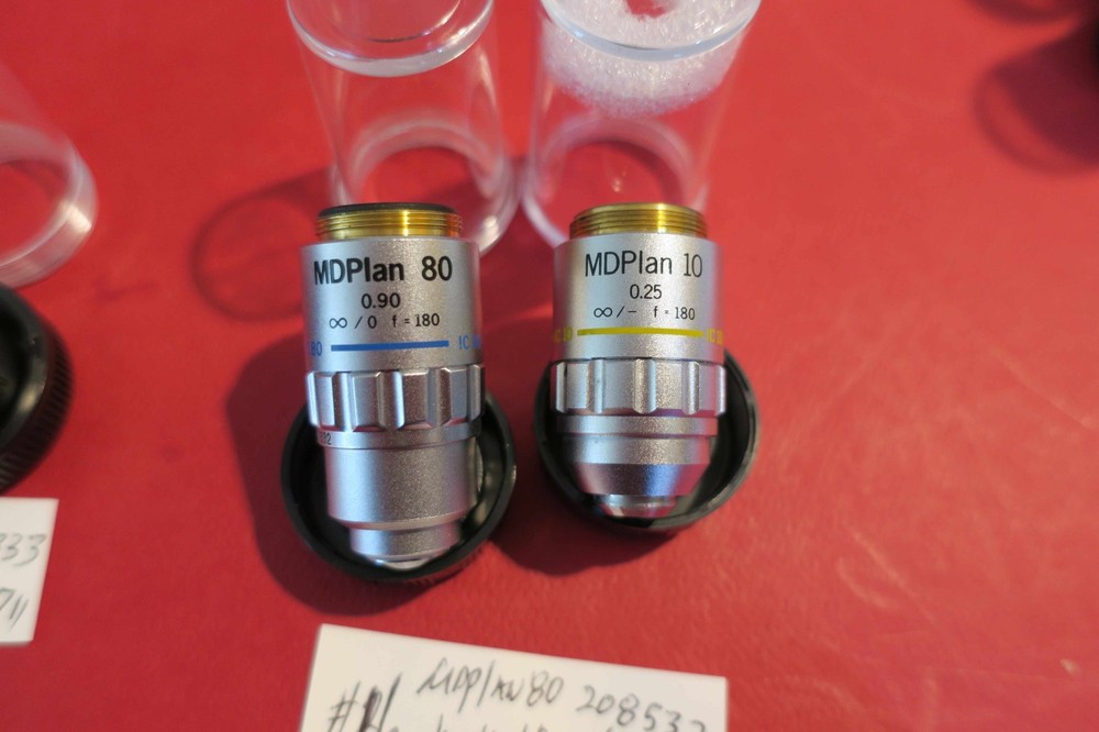 Olympus microscope Lot# 2  MDPlan 10x and 80x Infinity Objectives