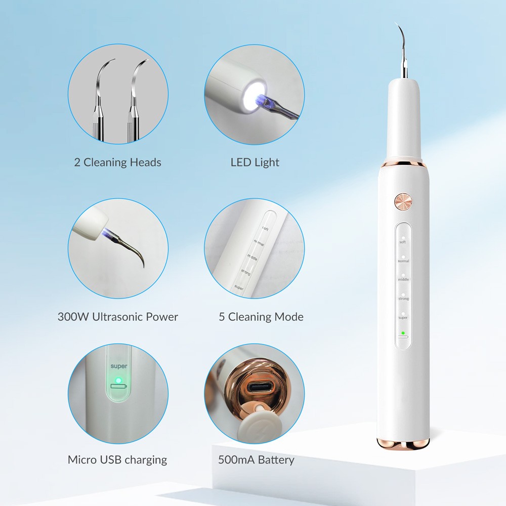 Precision Ultrasonic Dental Scaler with Adjustable Intensity Modes USB Powered
