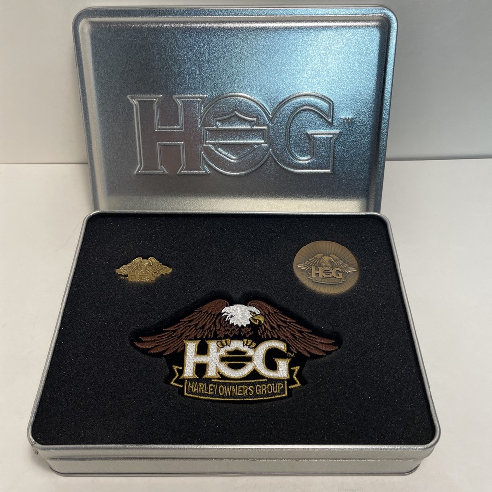 Harley Davidson HOG Owner Group Tin Eagle Patch Pin Challenge Coin