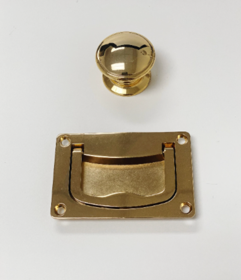 Brass Campaign Style Drawer Pull Cabinet Knob Plain Recessed Drawer Pull