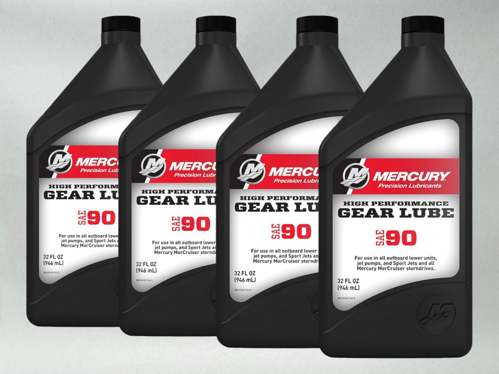 Mercury OEM 8M0222063 SAE 90 High Performance Gear Lube Quart 8M0222063-4PACK