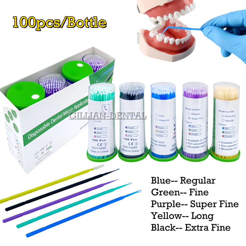 Dental Microbrush Disposable Micro Applicator Brush Bendable Soft Brush Tips
