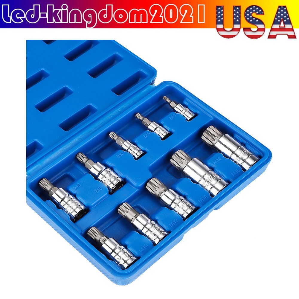 Triple Square 10 PCS Spline Bit Socket Set Spline Bit Socket Set with case