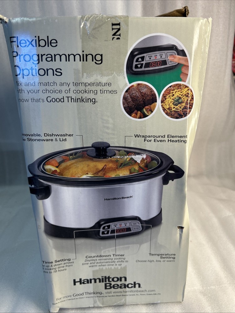 Hamilton Beach 33660, 6 Qt Capacity Programmable Slow Cooker - Silver Base Only