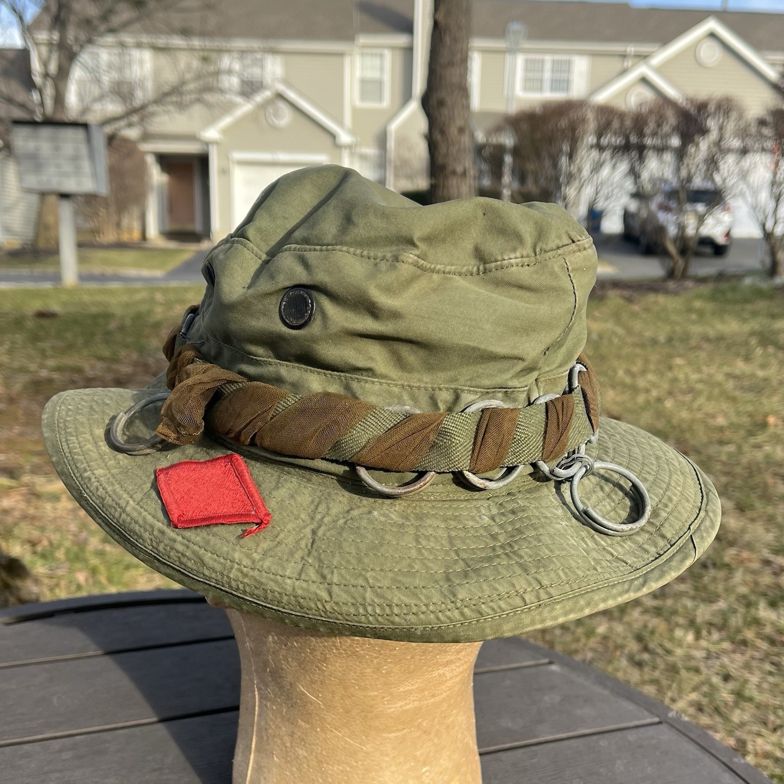 Vietnam War 5th Infantry Division Poplin Boonie Theatre Made Patch Grenade Pins