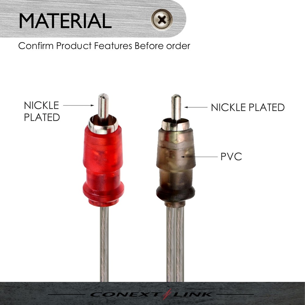 Conext Link Audio RCA Interconnect Cable Patch 1.5FT, 3 Pack, Transparent