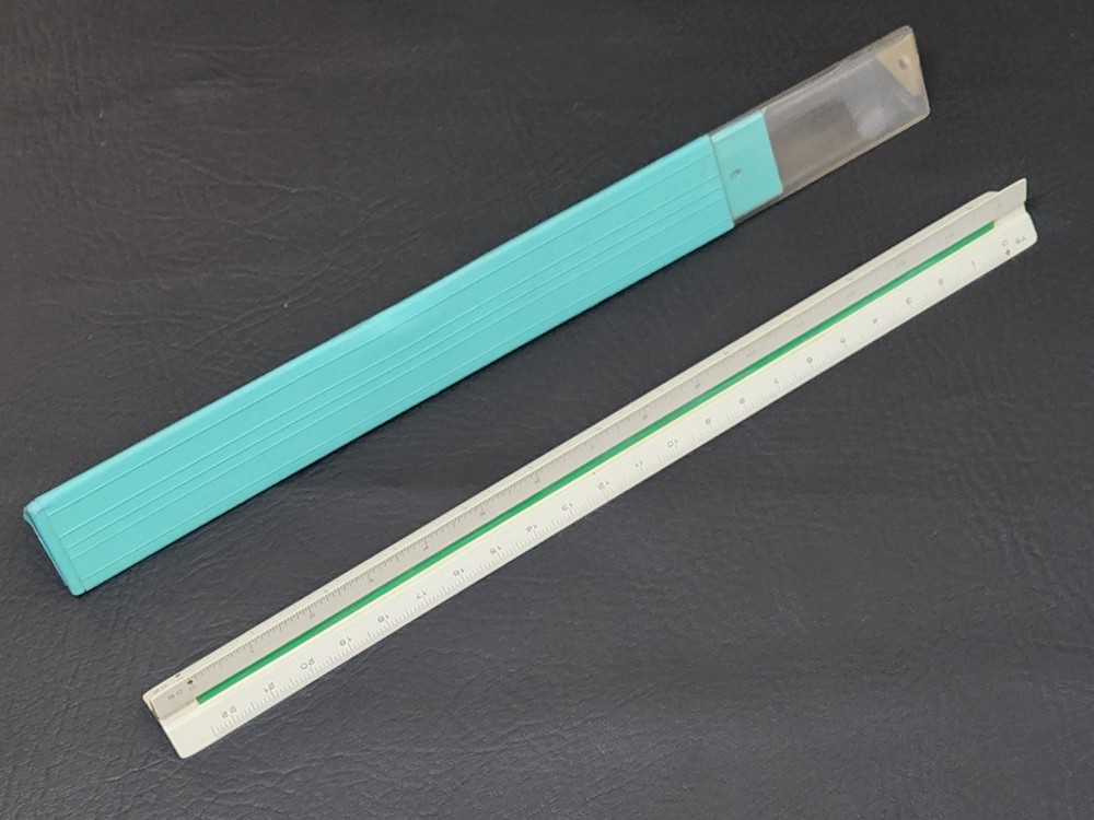 Vintage Archimedes Engineering Triangular Drafting Scale Made in Brazil w/ Case