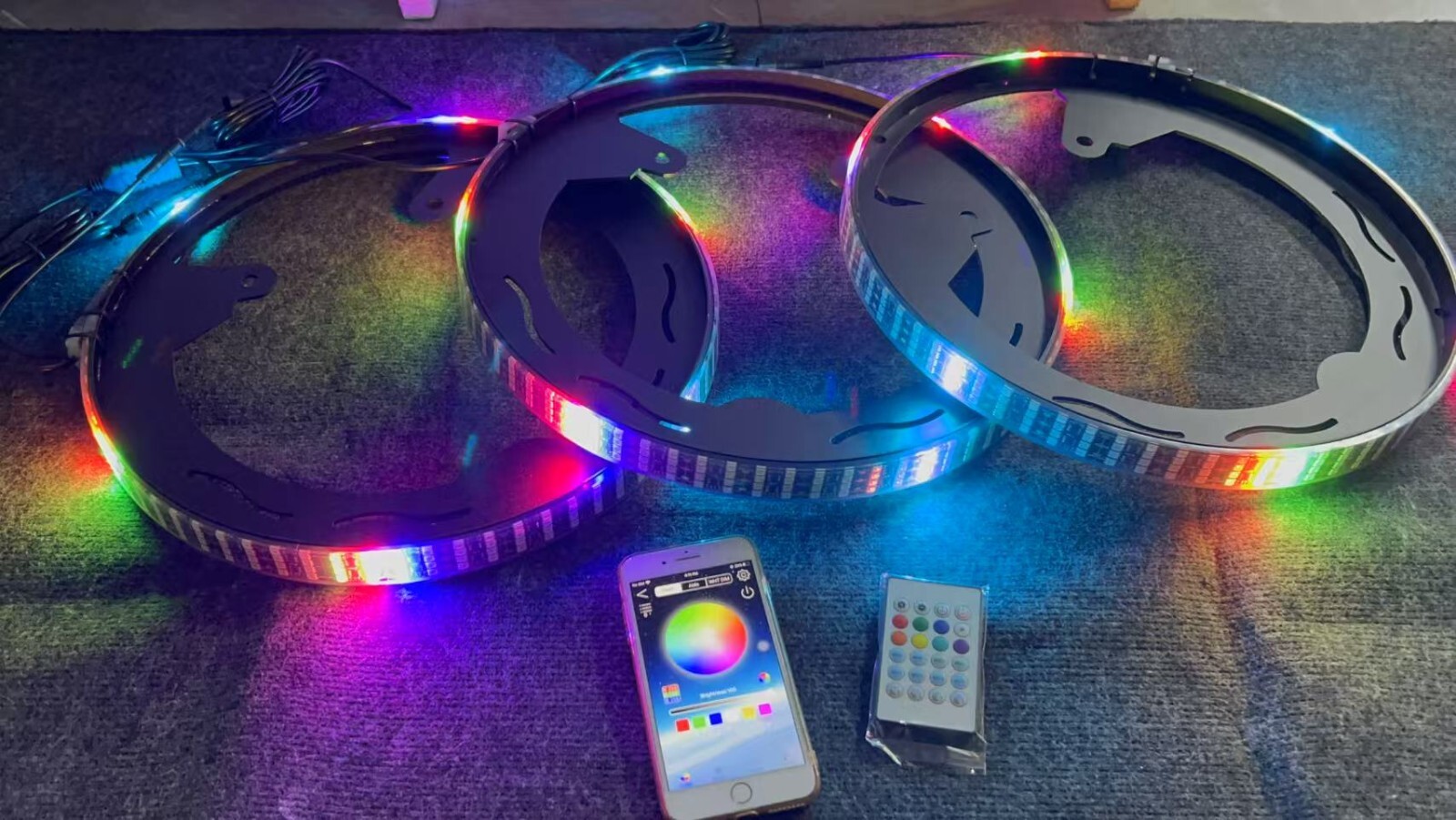 Four Rolls Quad Row 3PCS CHASING Wheel Lights for Slingshot 2015-2025 APP+Remote