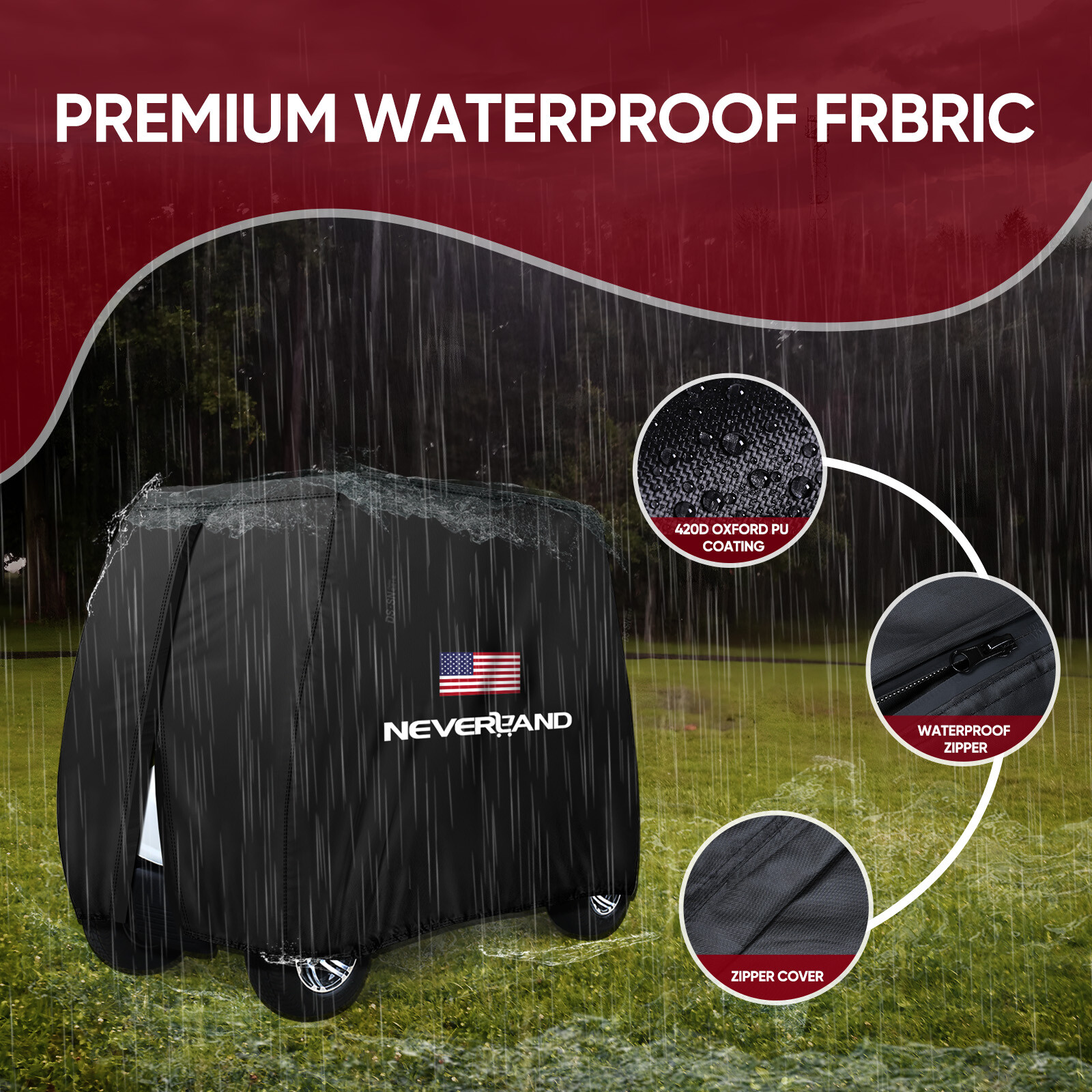 Heavy Duty Waterproof Golf Cart Cover Tarp 4 Passenger for EZGO Club Car Yamaha