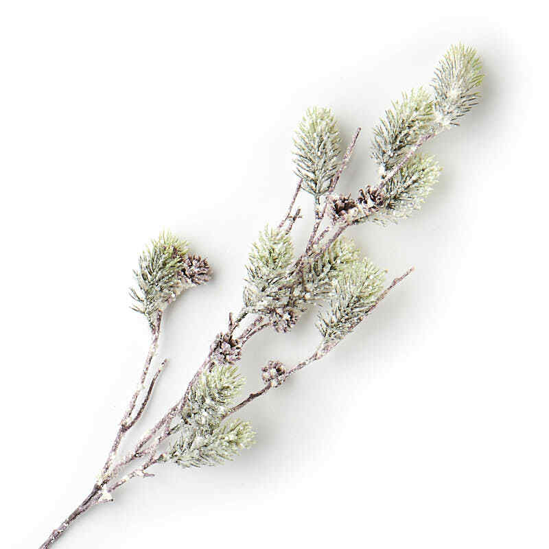 Snowy Artificial Pine Sprig and Pinecone Sprays