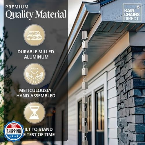 Rain Chains Direct - Square Link Rain Chain - 8.5 FT - Durable Mi