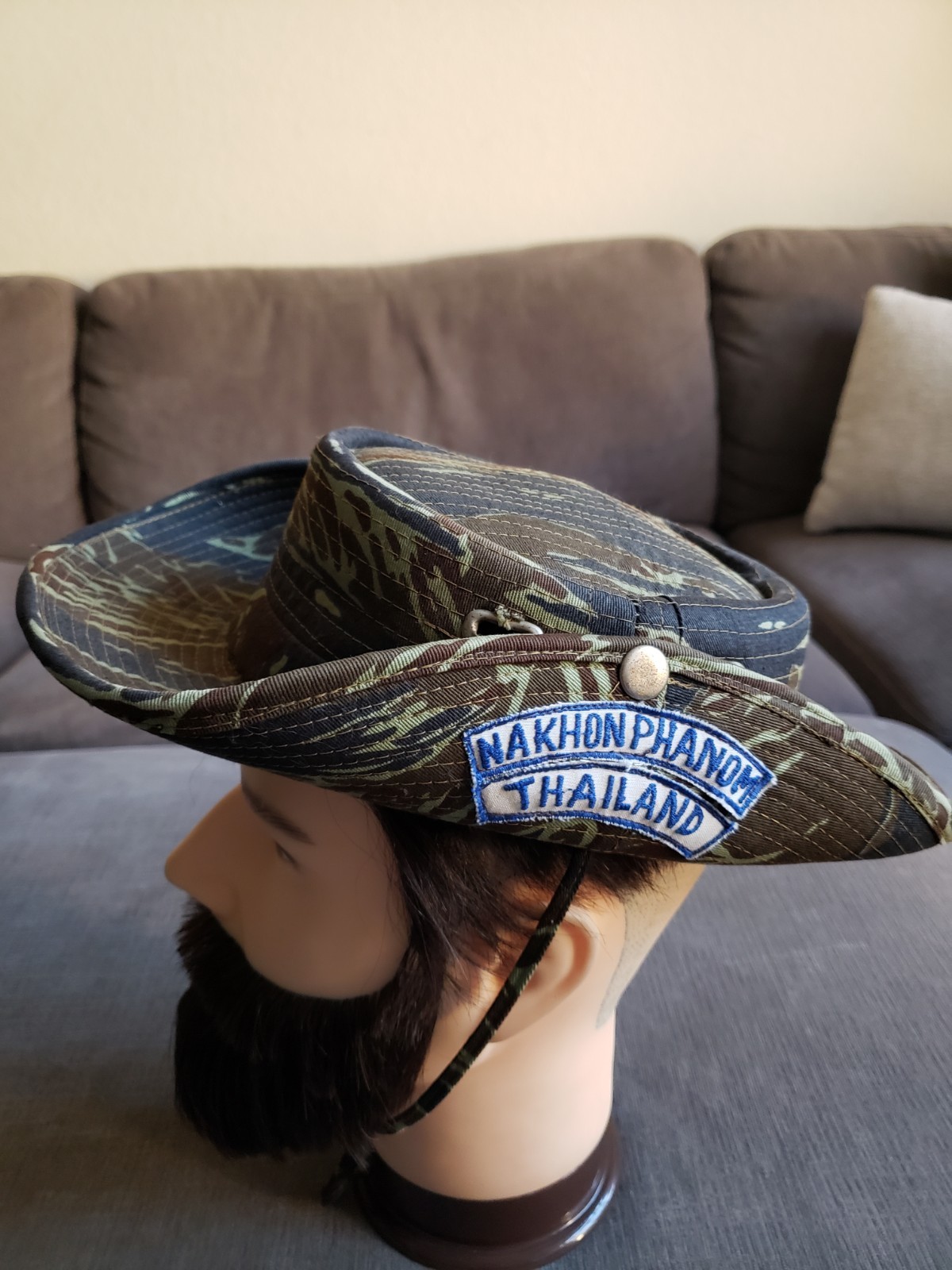 RARE! Vintage Vietnam War Era Nakhon Phanom Thailand Tiger Camo Boonie Bush Hat