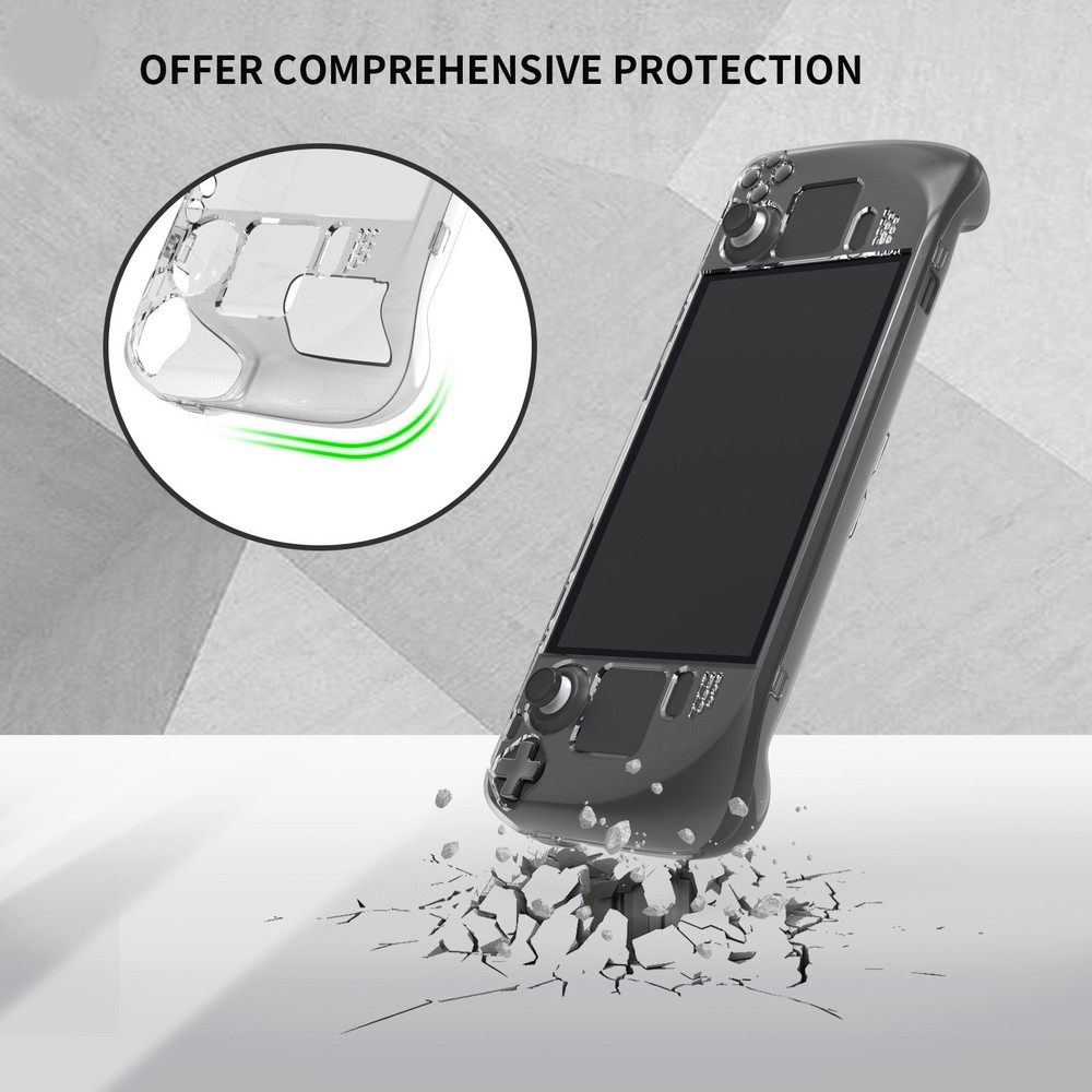 2 in 1 Crystal Clear Protective Back Case Shell for Steam Deck Game Console h