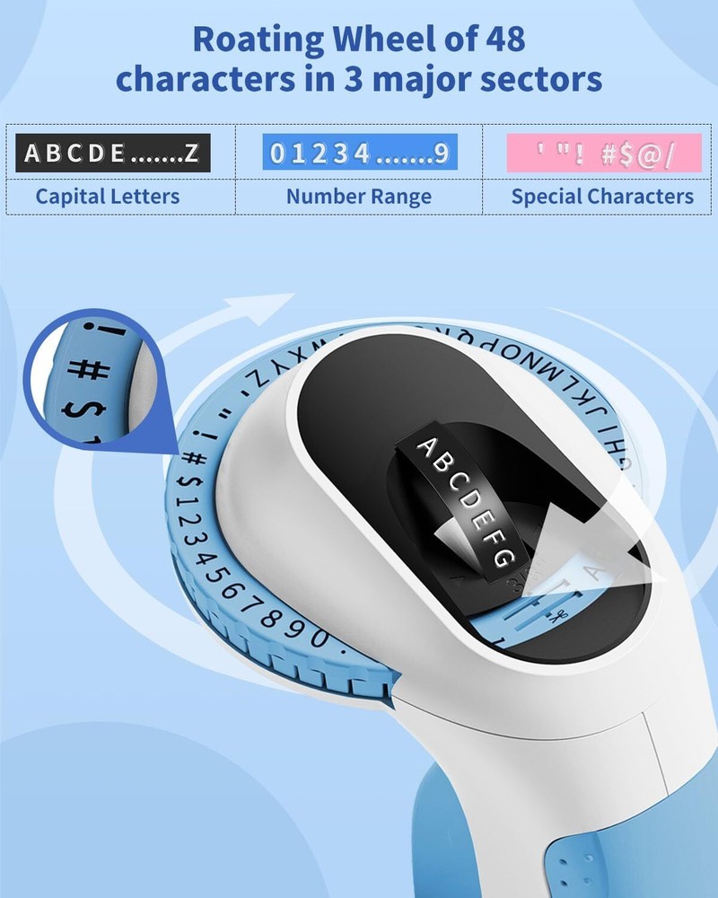 Phomemo E975 Embossing Label Maker Machine with 6PK Tapes, Vintage Label Makers