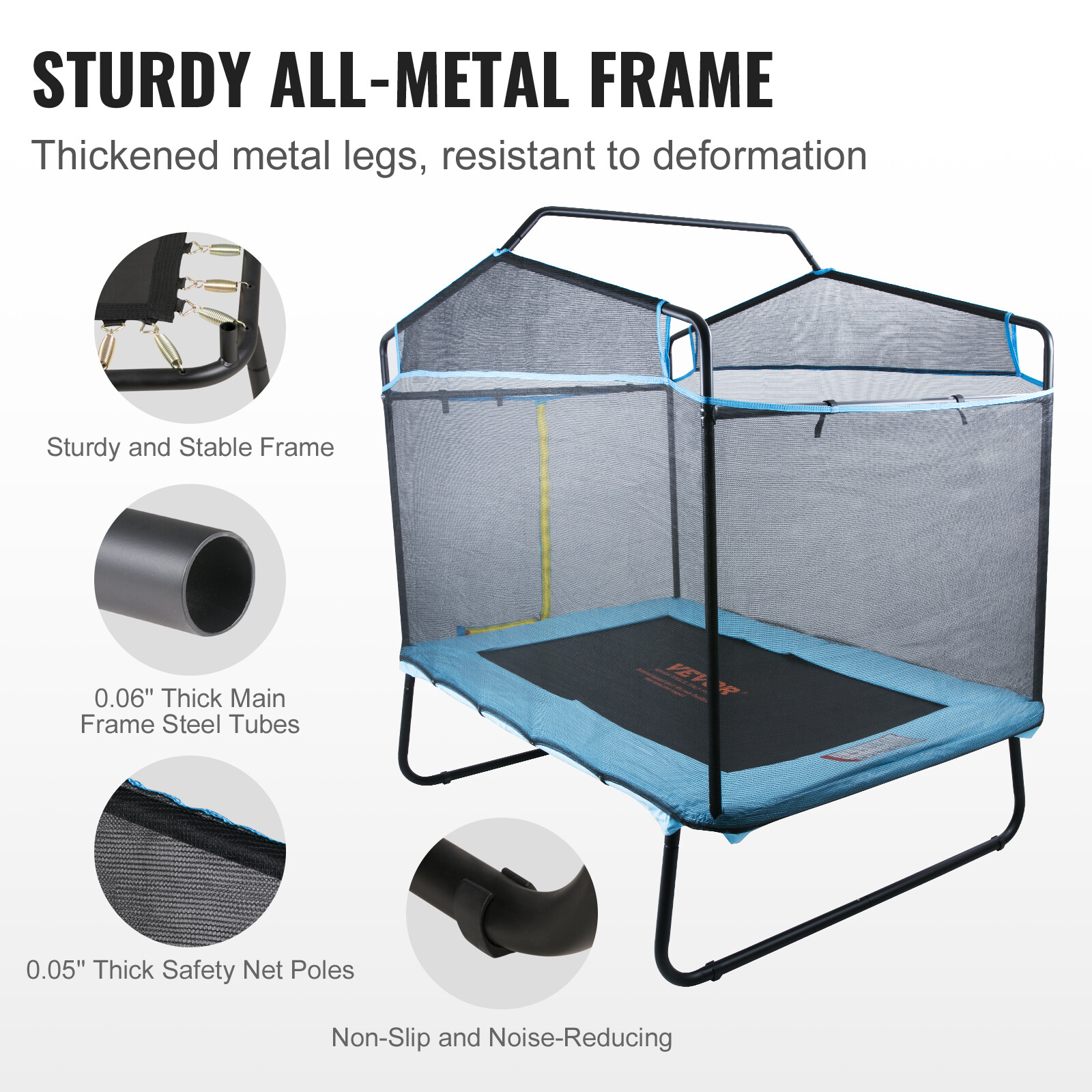 VEVOR 6FT Trampoline for Kids Toddlers with Enclosure Net Gymnastics Bar Hammock