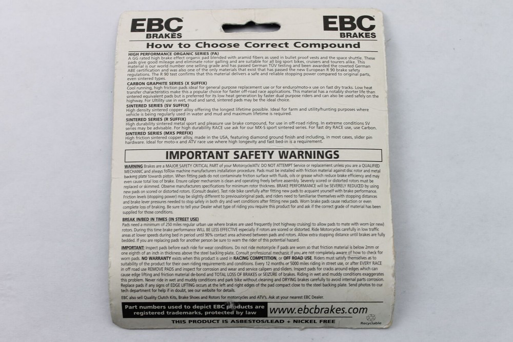 EBC Brake Pads FA169