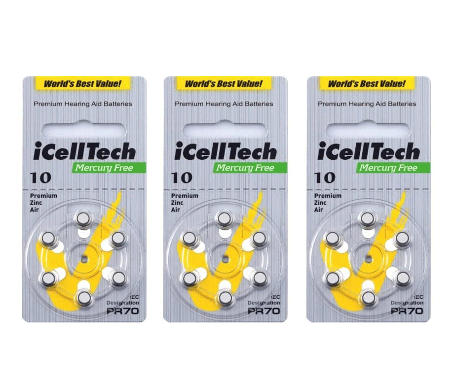 Icelltech Size 10 Hearing Aid Batteries - 18 Count