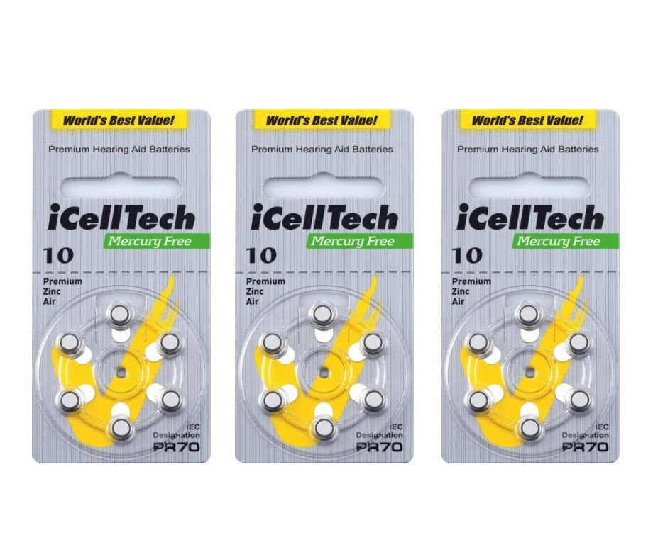 Icelltech Size 10 Hearing Aid Batteries - 18 Count