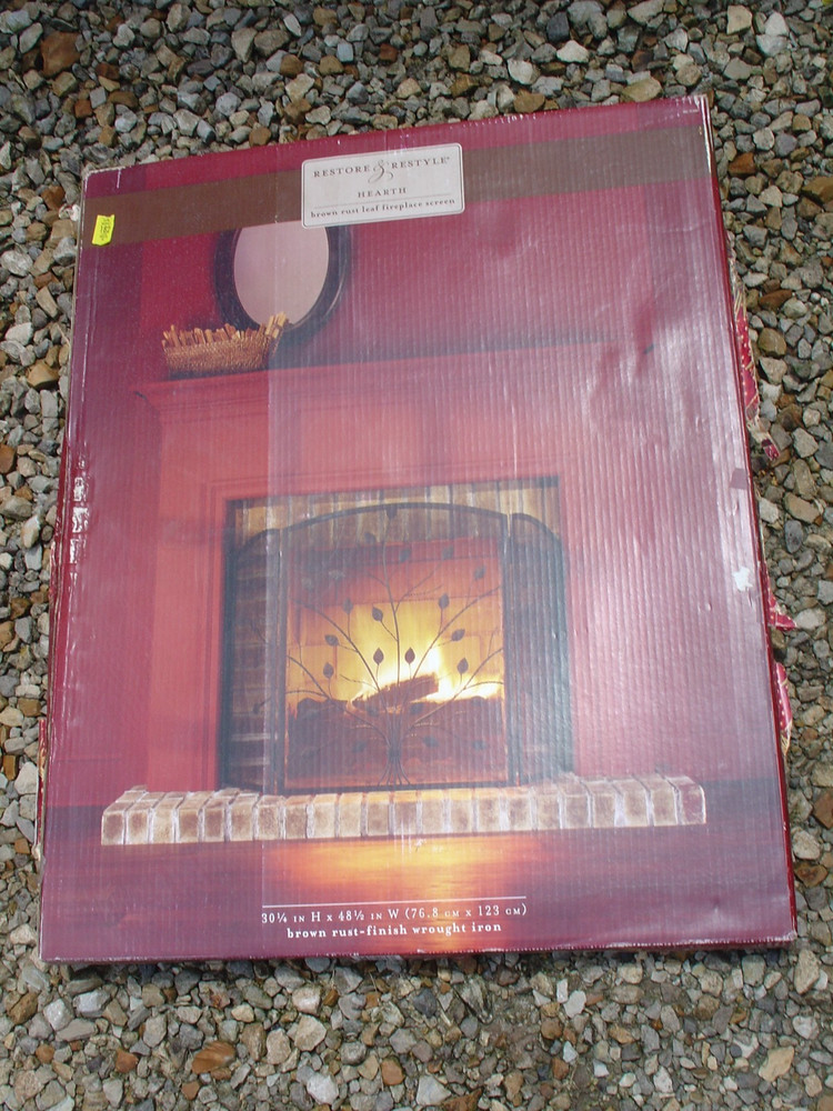 New Restore & Restyle Hearth Brown Rust Leaf Tree Wrought Iron Fireplace Screen