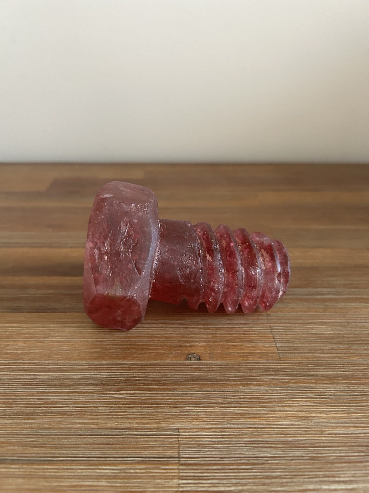 Rare Vintage 1996 Rick Beck Studio Art Glass Solid Glass Screw Sculpture Red