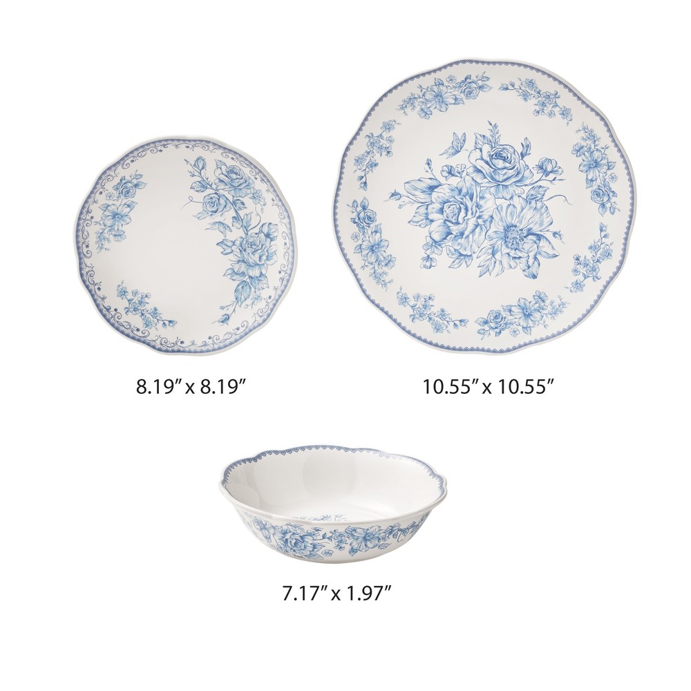 Agatha 12-Piece Stoneware Dinnerware Set Blue