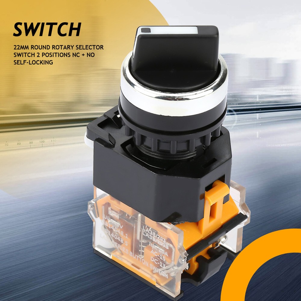 22mm Round Selector Switch 2 Positions NC + NO Self Locking❀