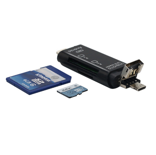 Portable Travel Memory Card Reader USB/Type-C/Micro-USB 3 in 1 SD/TF Card Reader