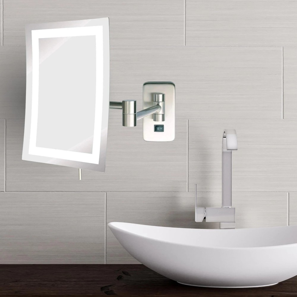 JERDON Rectangular Wall Mount Makeup Mirror Direct Wire Mirror 5X Magnification