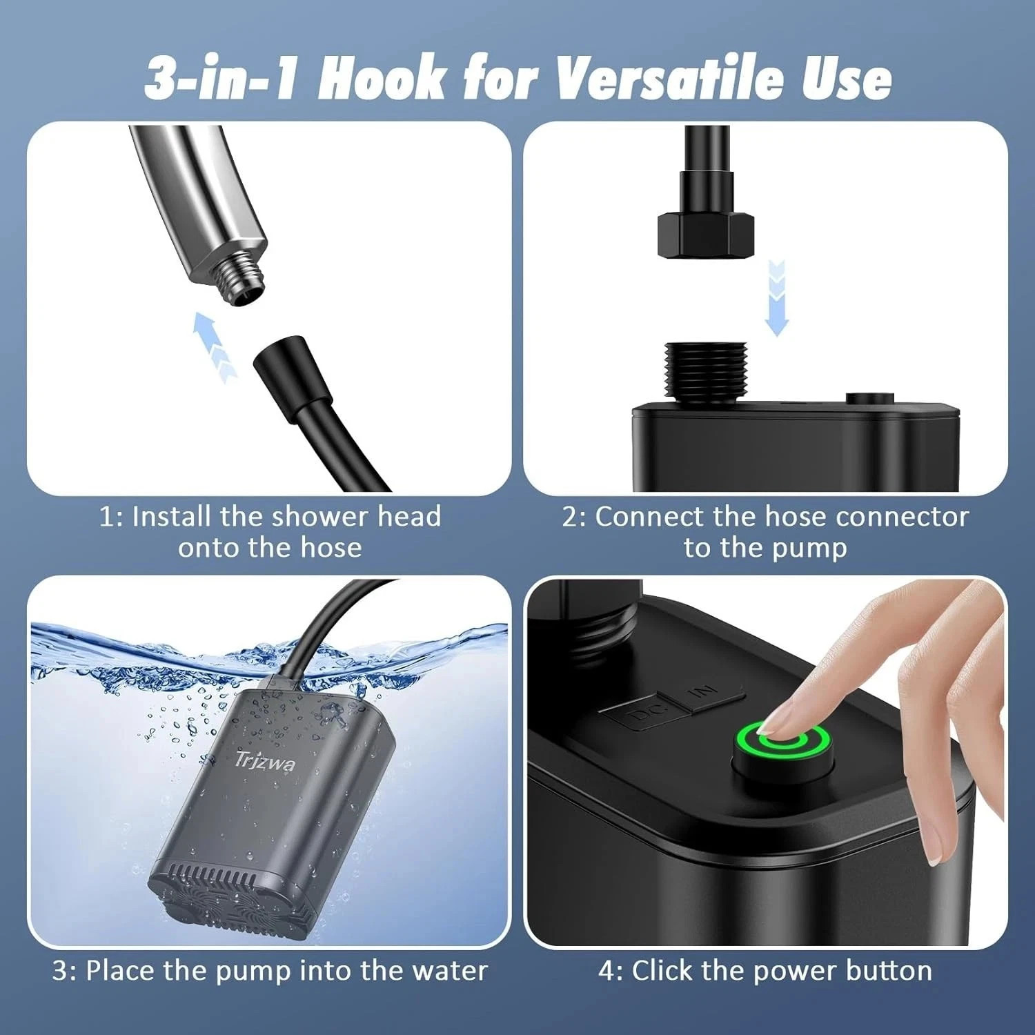 Portable Camping Shower Rechargeable Pump with Adjustable Shower Head Outdoor