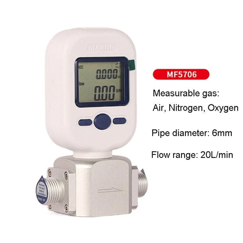 0-20L/min 6mm Digital Display Air Nitrogen Oxygen mass flowmeter Flow Meter