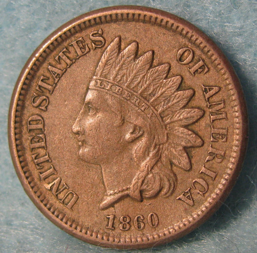 1860 Indian Head Penny Small Cent High Grade w/ Liberty & Diamonds US Coin #573