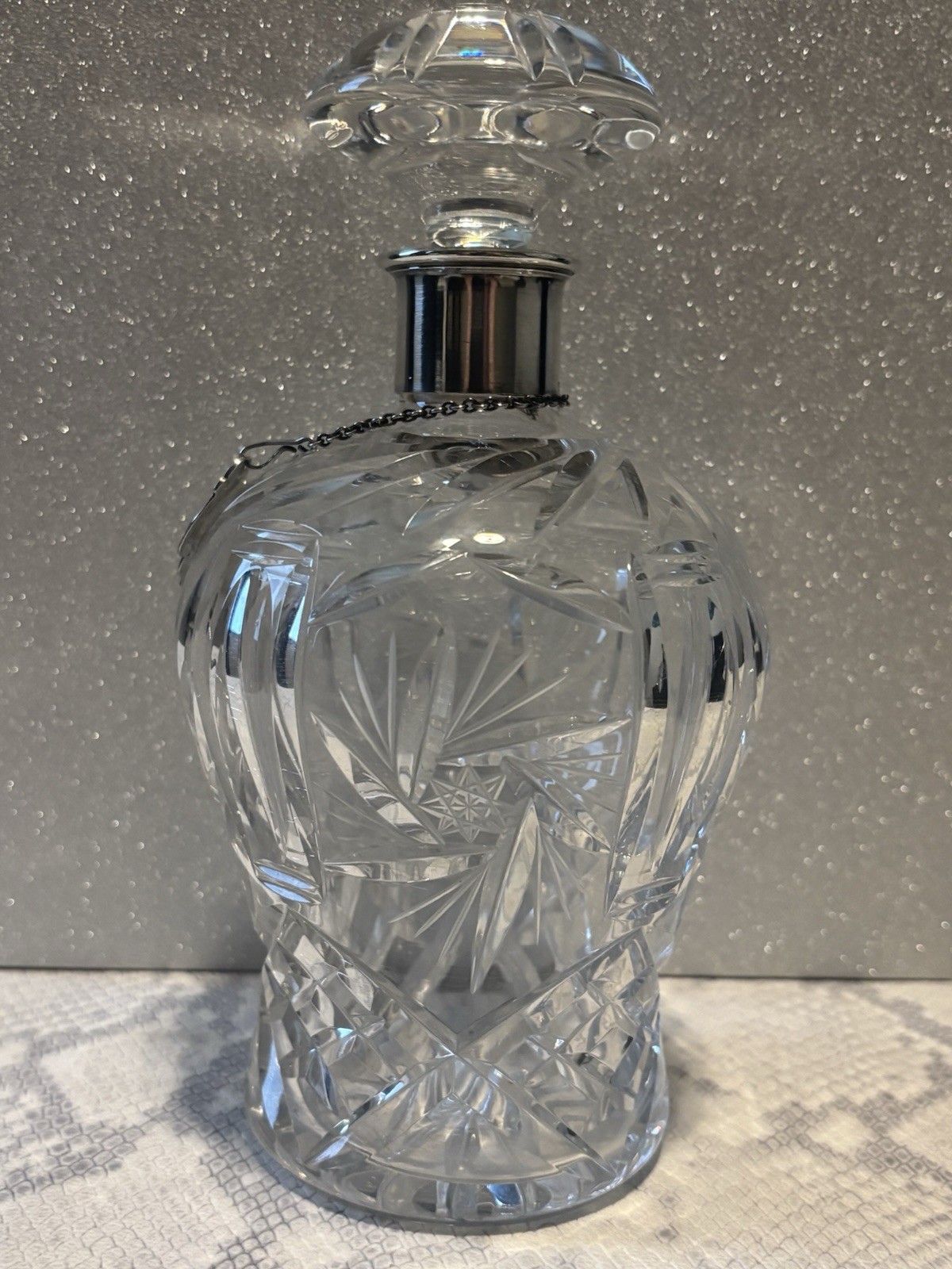 Spritz&Firman Crystal And Silver Collar Decanter From Mid 20Th Century With Tag
