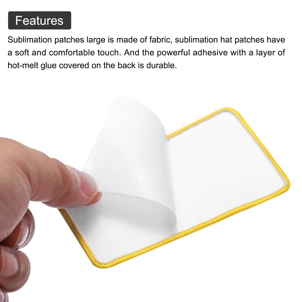 30pcs Sublimation Patch Blank 2 Shape White with Yellow Border