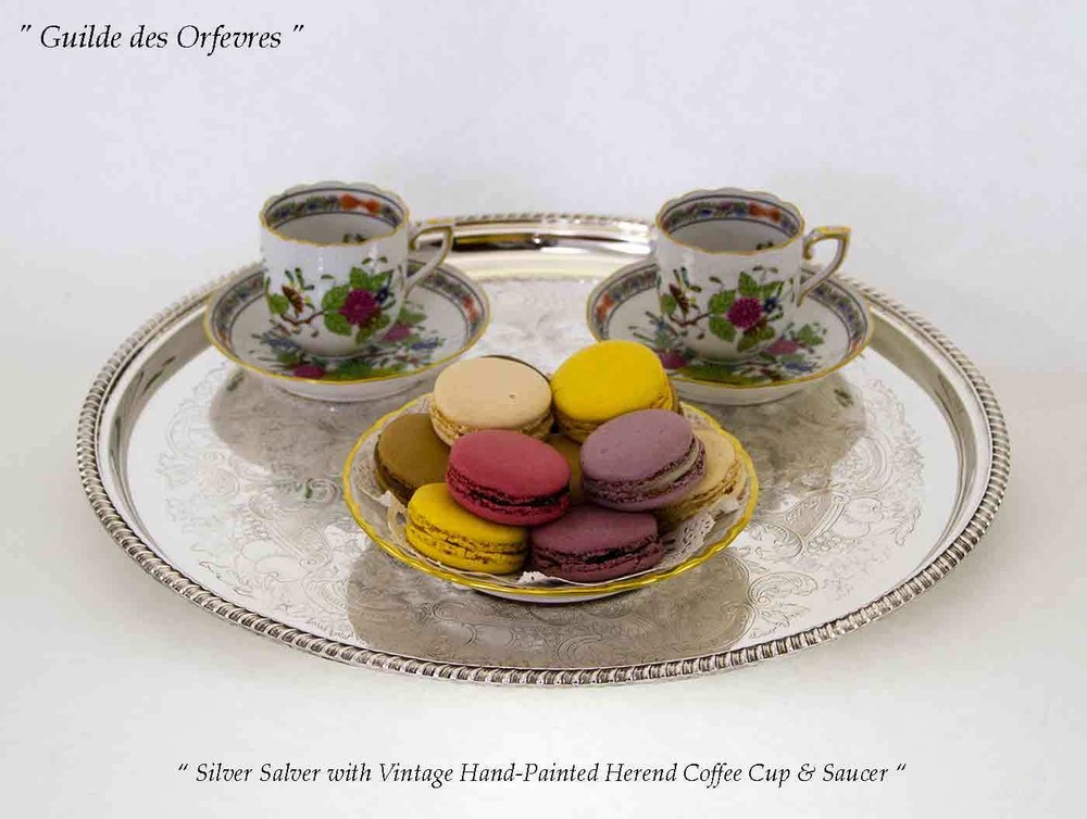 Silver Salver Round, Applied Gadroon Border
