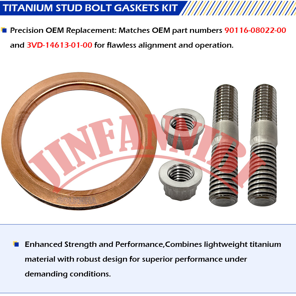 Titanium Heavy Duty Head Pipe Stud Bolt Gaskets Kit for Yamaha YZF450 YFZ450R