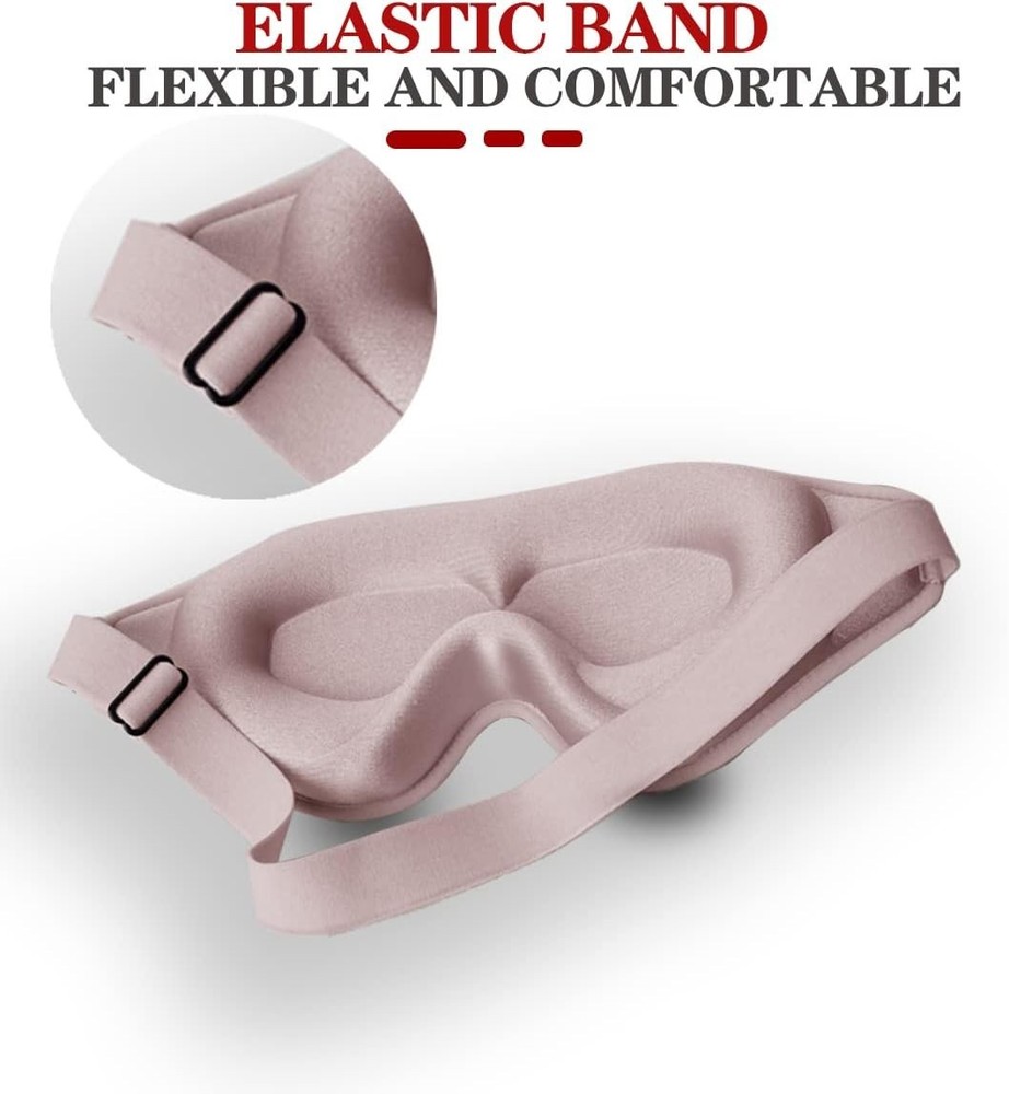 Adjustable Memory Foam Eye Mask - 99% Light Blocking, Zero Pressure, Pink