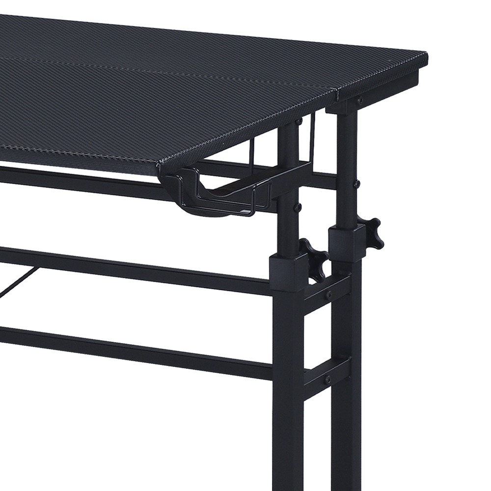 Height-Adjustable Rolling Desk - Mobile Writing Table w/ Movable Shelf - Office