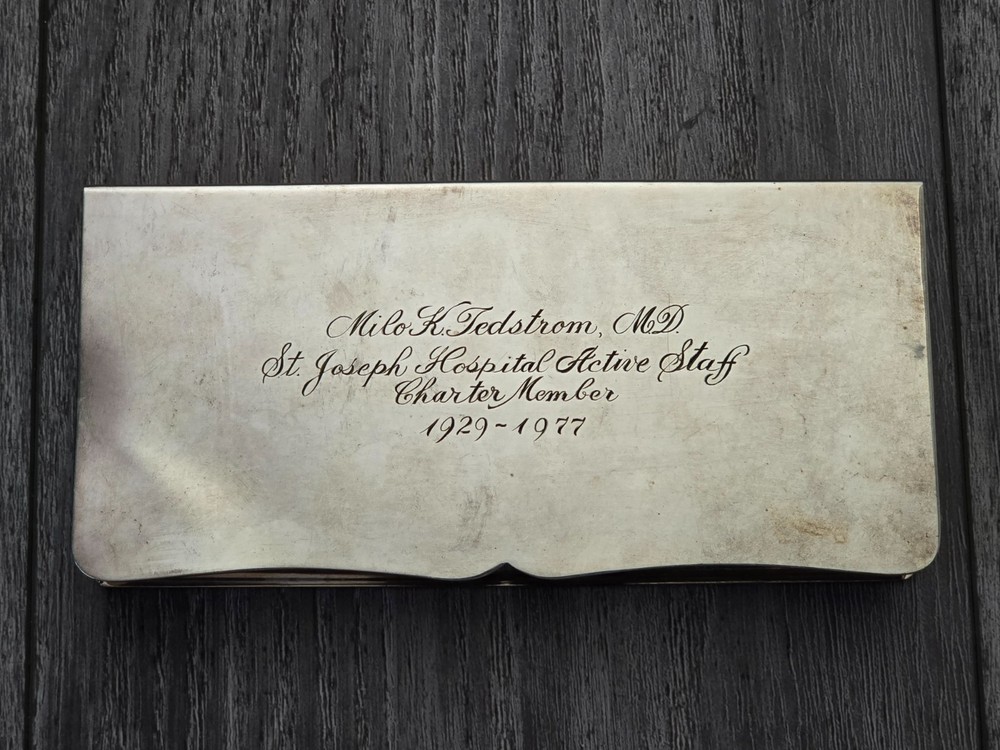 Vintage Wallace 262 Silverplate Cigarette Box Wood Lined Presentation Gift Box