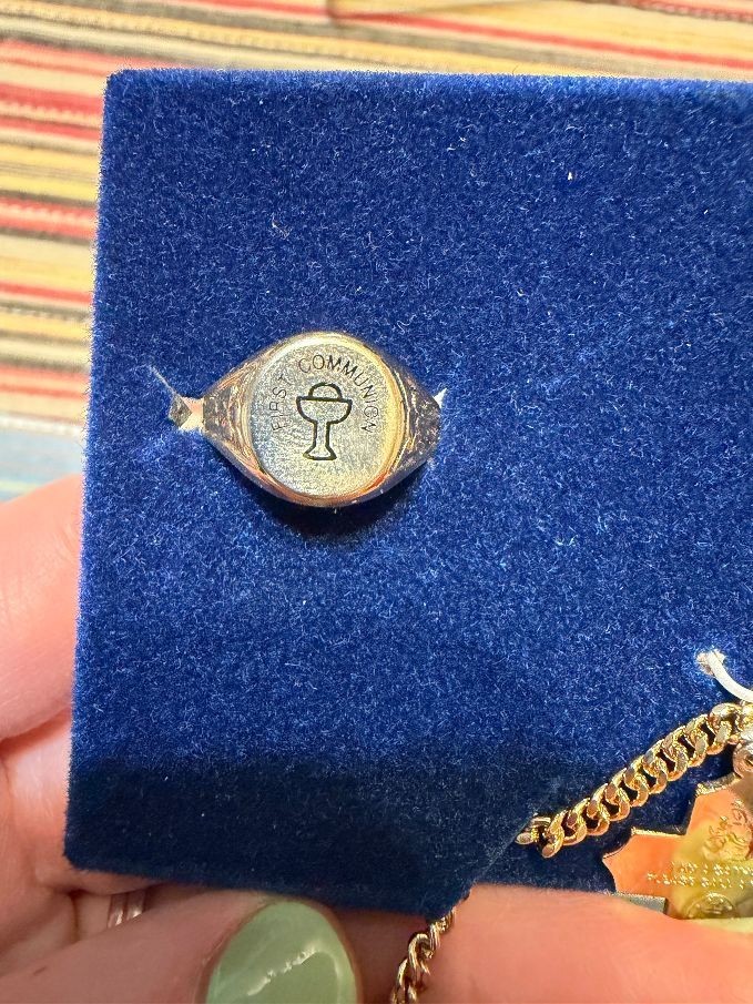 First Communion Medal and Ring Set New in Box