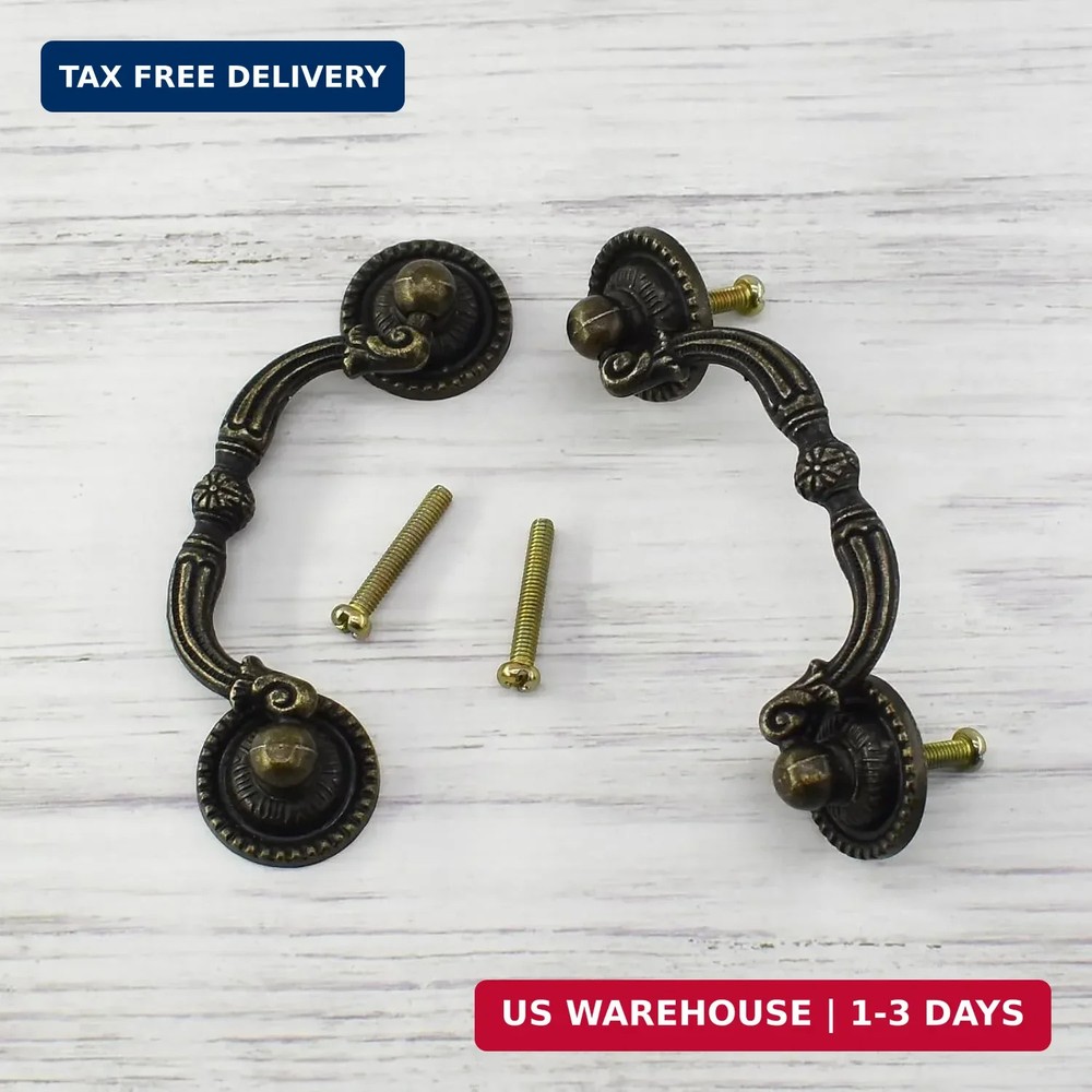 BDS-HOME 2pack 3" Bronze Vintage Pulls Handles Antique Decorative Drawer Knobs P