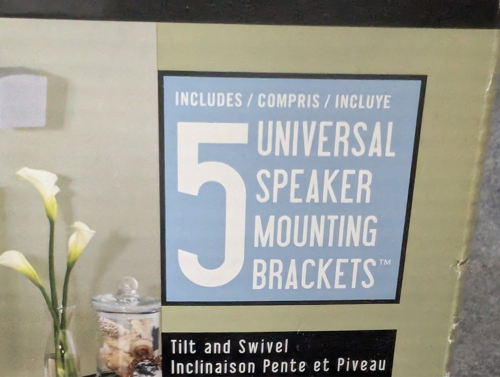 Speaker Mounting Brackets for Wall or Ceiling New Atlantic 5 Universal Black