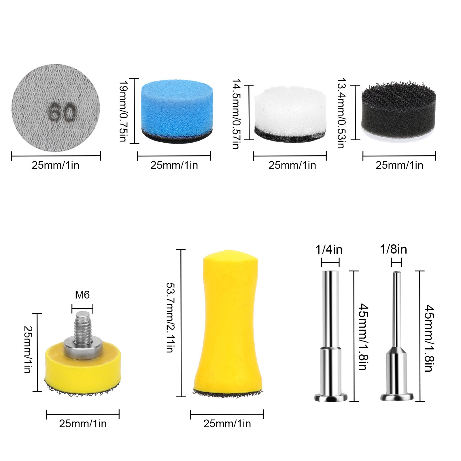 250PCS 1 inch Sanding Discs 60-10000 Grit for Drill Wet Dry Hook Loop Sandpaper