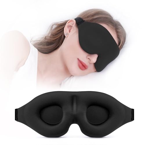 Sleep Mask for Side Sleeper, Complete Light Blocking 3D Sleeping Eye Black
